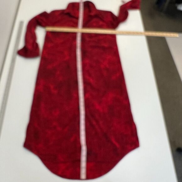 Rock & Republic Animal Print Shirt Dress Women M Medium Red Rolled Sleeves *READ - Picture 6 of 11